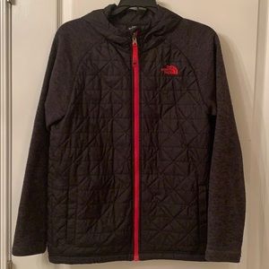 Boys North Face Quilted Sweater Fleece Hood Jacket